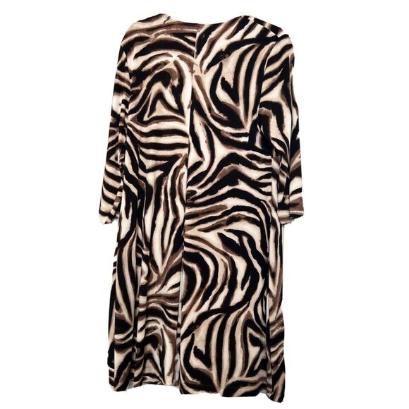 Chicos Additions Dress Womens Size L 2 Animal Print Brown Black Stretchy V-neck - Picture 2 of 9